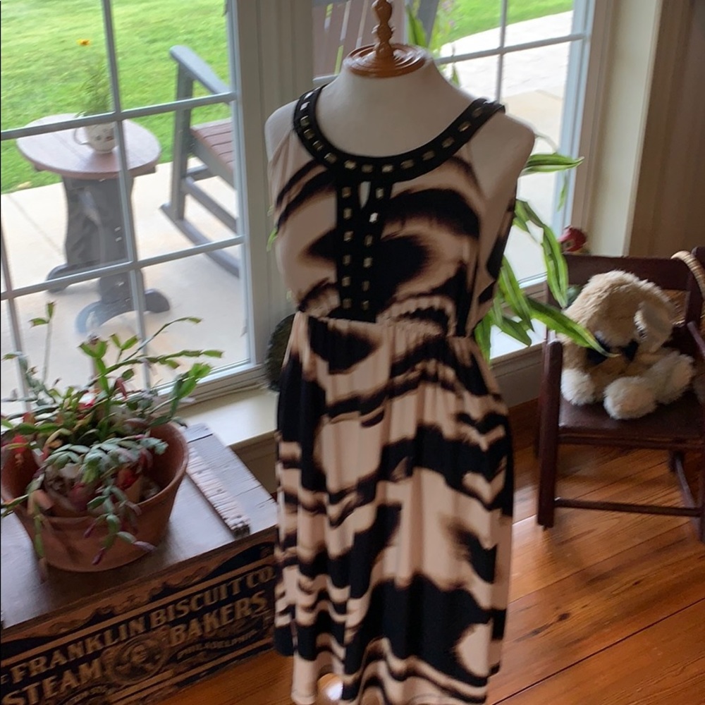 Alfani  Print Dress With Embellishments Petite M